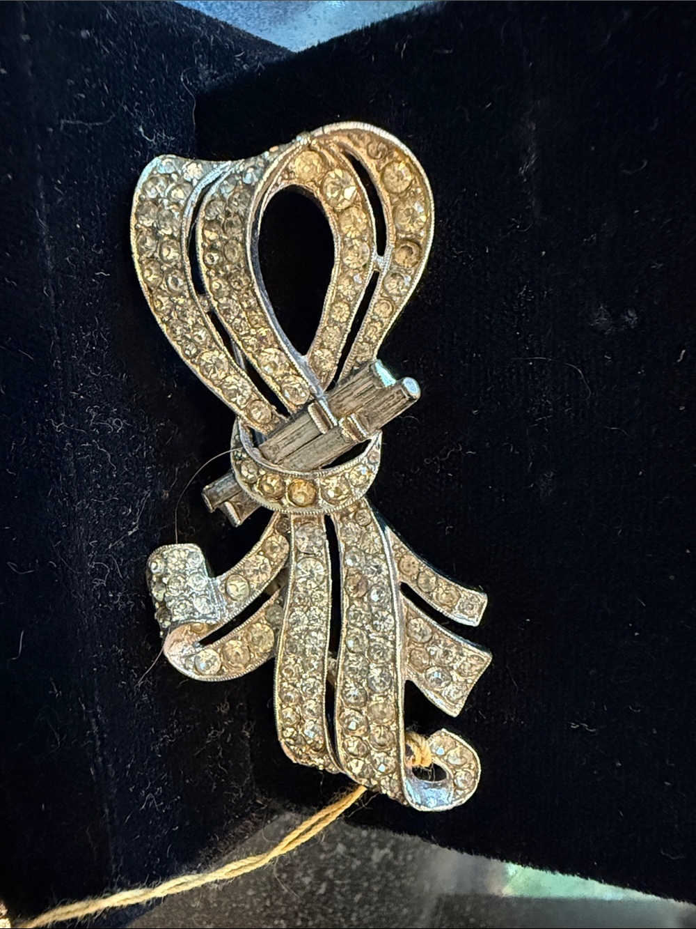 Vintage Crown Trifari Rhinestone Bow Brooch